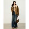 Women's Retro British Style Lapel Fleece-Lined Short Jacket