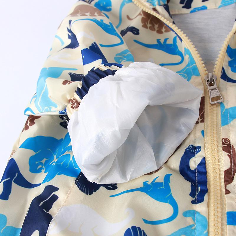 Children's Spring Boys Cartoon Jacket Dinosaur Zip Hoodie