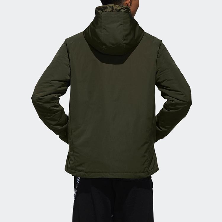 Adidas Neo Cushioned Sports Hooded Jacket Men Outerwear Military-Green DW8151