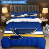 3PCS Louis Blues Hockey Team Bedding Set,Including 1pc Duvet Cover And 2pcs Pillowcases Perfect for Bedroom, Dormitory, Fan Christmas Gift