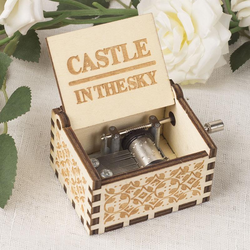 Wooden Hand Crank Music Box 8 Note Mechanism Harry Potter Theme Melody Vintage Craft Decoration Gift for Kids Adults Birthday