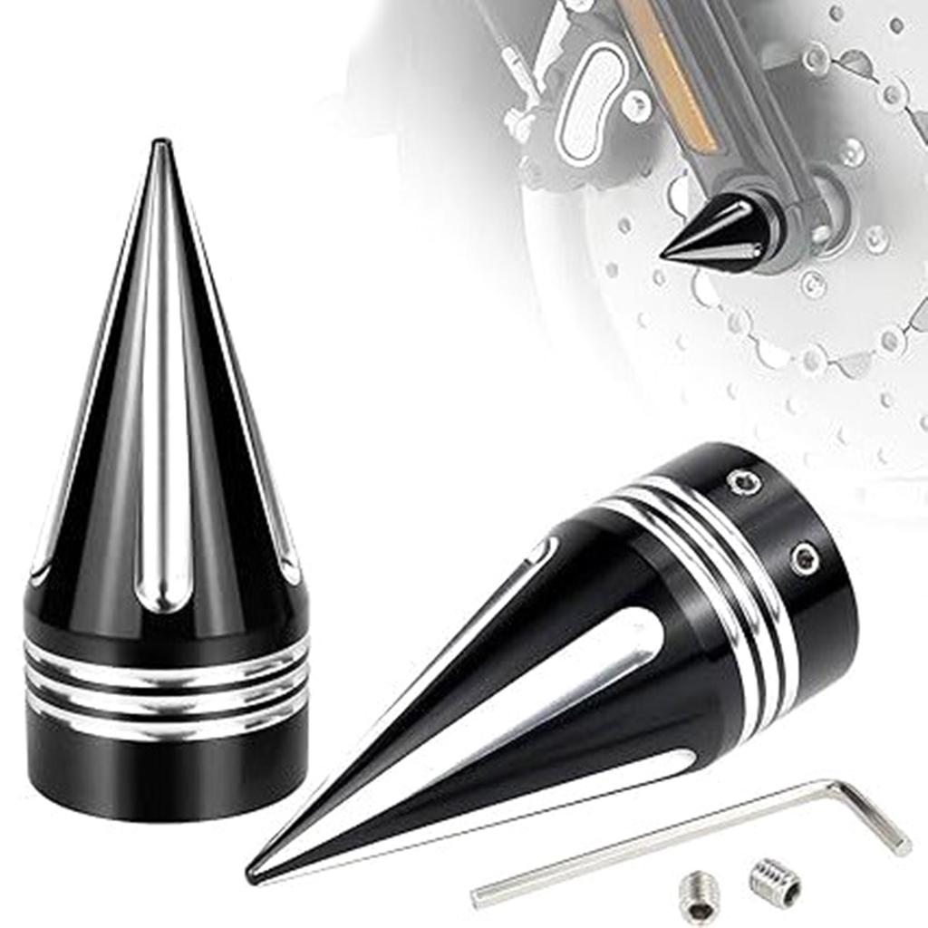 1 Paar Motorrad-Vorderachsmutternabdeckungen für Road King Fat Boy Dyna, Ersatz 3,6 Zoll, links und rechts, Spike-Vorderachskappen