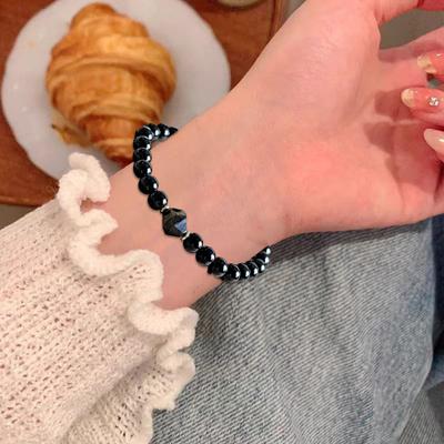 Černý obsidiánový korálkový náramek, ručně vyráběné korálkové strečové náramky pro muže a ženy