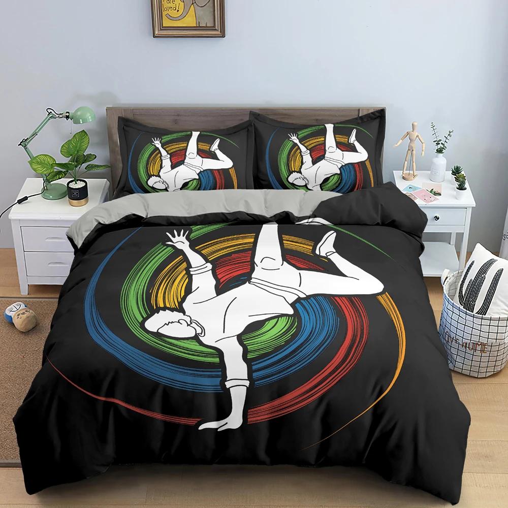 Sport Player King Queen Duvet Cover Skiing Action Bedding Set Teens Adults Extreme Sport Soft Black 2/3pcs Polyester Quilt Cover