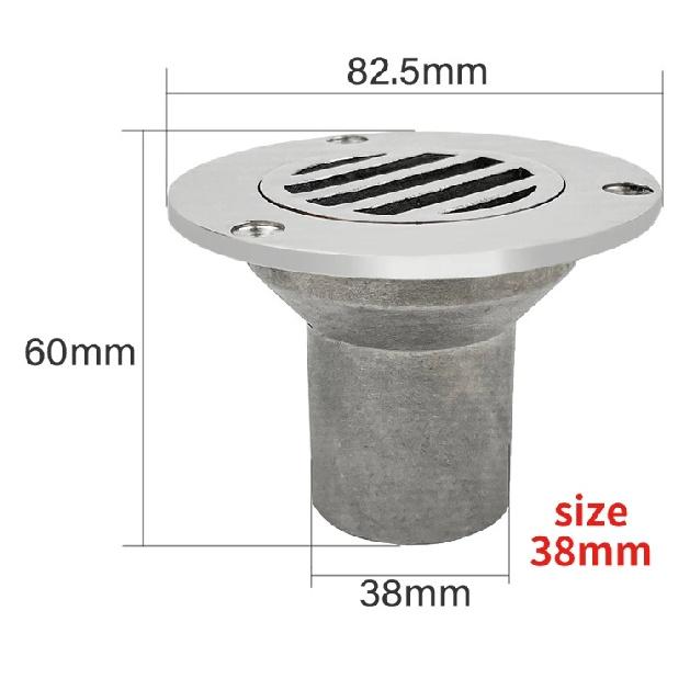 38MM 316 Stainless Steel Floor Deck Cockpit Drain Boats Removable Cover Straight Drain Marine Hardware Boat Accessories