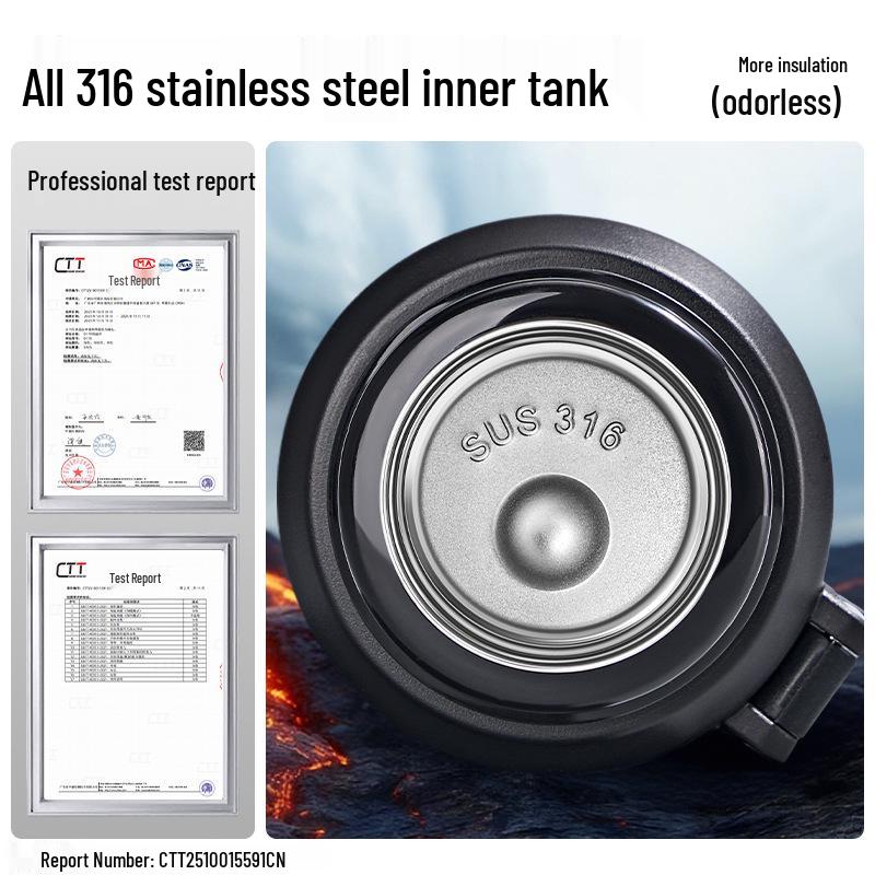 Men's Large Capacity 316 Stainless Steel Thermos Cup with Tea and Water Separation, Ideal High-End Choice for Stewing Tea, 2026.