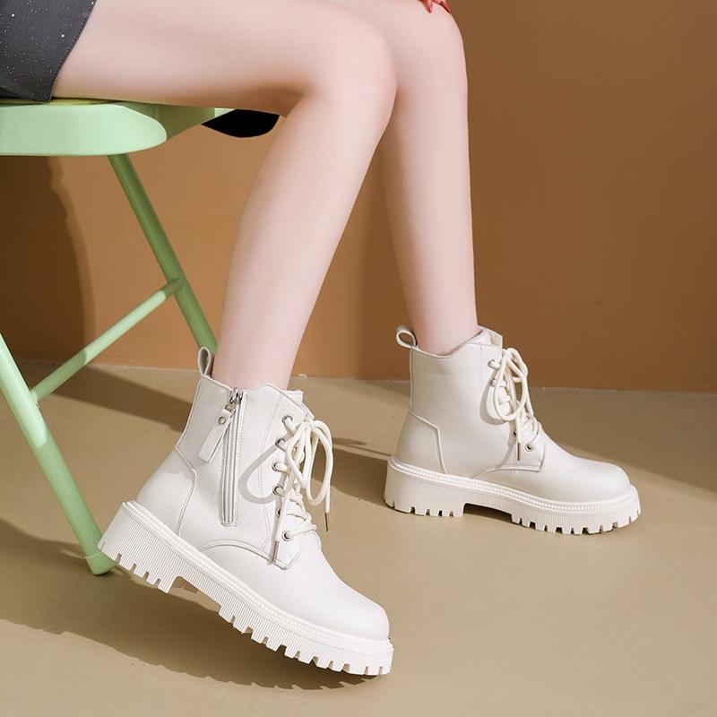 Fashion Martin Boots Women's Autumn and Winter New Side Zipper Platform with British Style Short Boots Ins