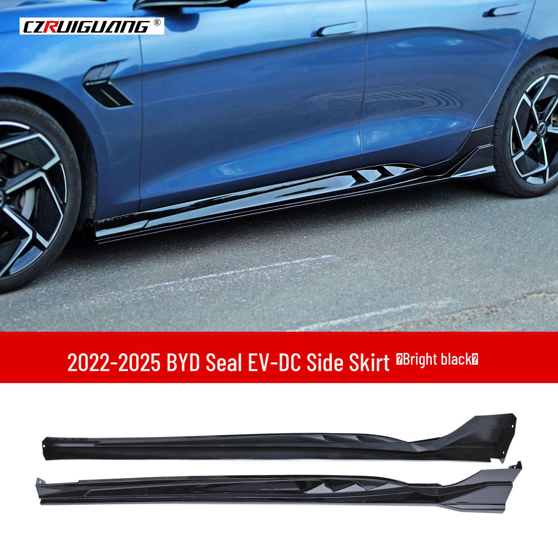 Compatible with BYD Seal EV DC: Rear & Front Bumpers, Front Lip Spoiler, Side Skirts, Rear Spoiler, Black Bright Strips.