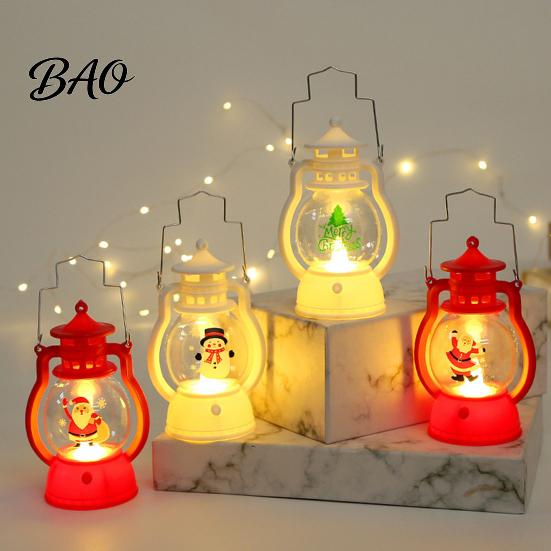 Battery Operated Night Light Christmas Lantern Light, Retro Santa/Snowman/Tree Handheld Oil Lamp with Holiday Gift for Children Warm LED, Cute