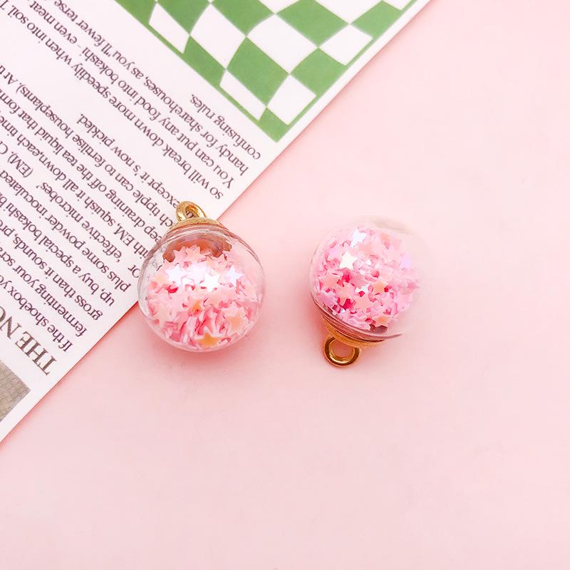 Colorful Star Sequin Glass Ball Pendant for DIY Earrings
