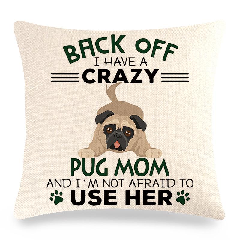 Cute Pet Pug Dog Digital Printing Short Plush Pillow Covers Decorative For Car Sofa Office Cushion Cover Home Goods 60X60Cm