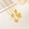 Pave Cubic Zirconia Charms Bowtie Flower Pendant Necklace for Women, Fashion Stainless Steel Clavicle Chain Necklaces Wholesale