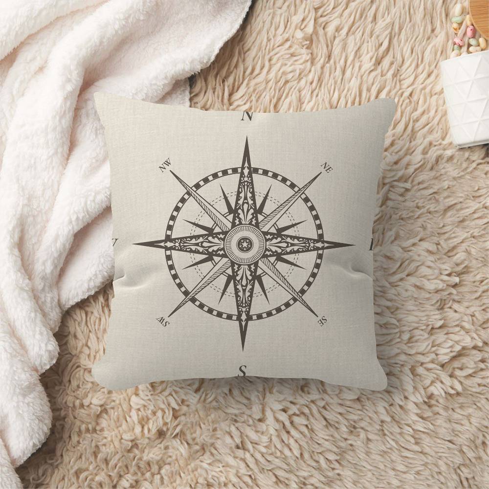 Retro Compass Map World Map Cushion Cover Pillow Cover Decor Pillowcase Printed Cushion Case for Couch