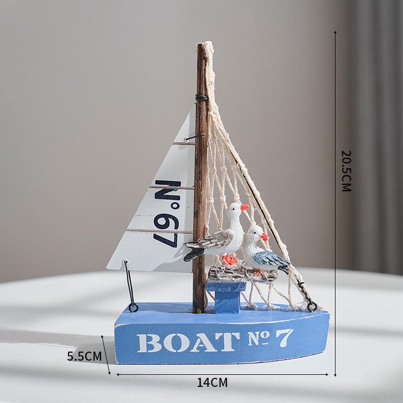 Porzellan Segelschiff Modell im mediterranen Stil - Kreative Holz Heimdeko Ornamente