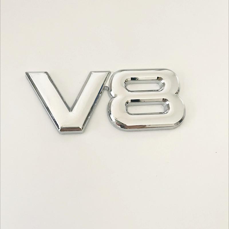 3D Metal V8 Logo Auto Engine Displacement Rear Trunk Emblem Side Fender Wing Car Sticker Badge Decal For Toyota Volkswagen