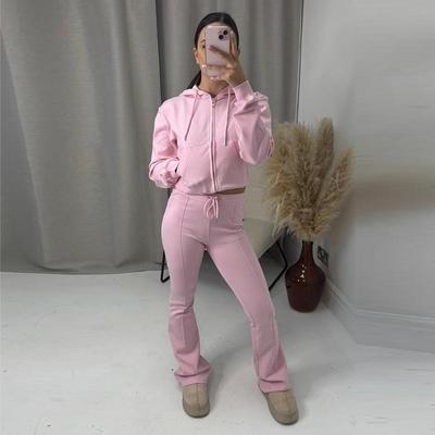 Ensembles Pantalons Évasés Femmes 2 Pièces 2026 Nouvelle Mode Sweat à Capuche Manteau Costume Femme Ensemble Deux Pièces Décontracté Tenues Femmes