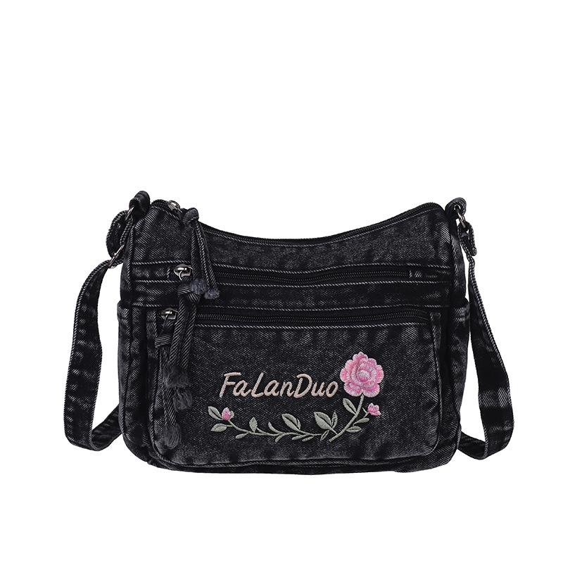 Washed Denim Bag - Retro Casual Crossbody Bag for Women Casually
