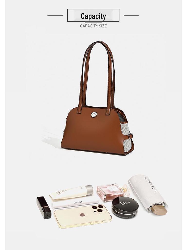 2025 Women's High-End Cowhide Dumpling Bag - Versatile Solid Color Shoulder Bag