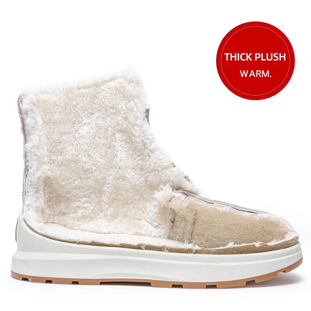 Mode Neue Dicke Plüsch Warme Schneestiefel Damen Winter 2024 Wildlederimitat Plateau Stiefeletten Frau Rutschfeste Baumwollgefütterte Schuhe Übergröße