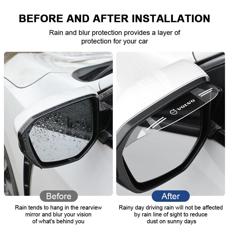 2Pcs Car Rearview Mirror Rain Eyebrow Sun Shade Protector Sticker For Volvo 240 C70 S40 S50 S60 S70 S80 S90 V40 V50 V60 V90 XC40 XC60 XC90 Vnl Truck