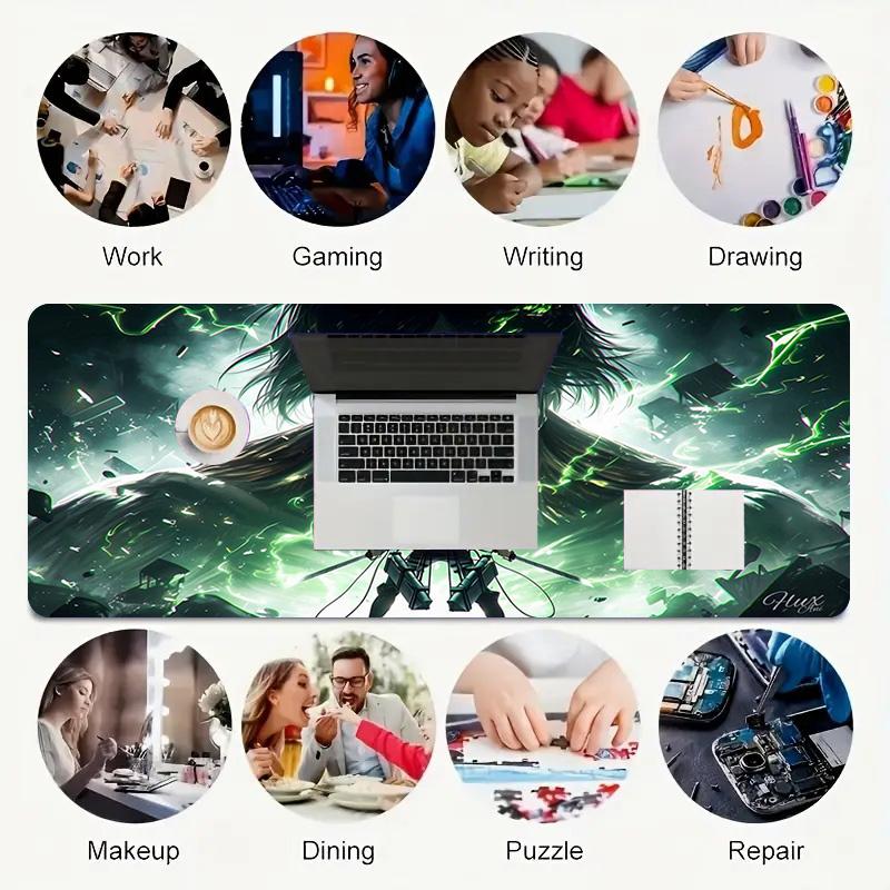 Attack Titan XL Gaming-Mauspad Rutschfeste Gummibasis Genähter Rand Wasserdichte Schreibtischmatte für PC Laptop Gamer Büro Computerzubehör C929142