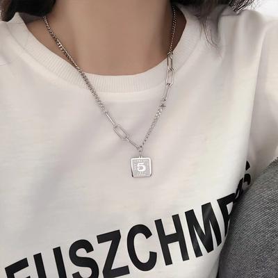 Letter Titanium Steel Necklace Collarbone Chain Female, Cold Wind Light Luxury Niche Design High Sense, Pendant Female