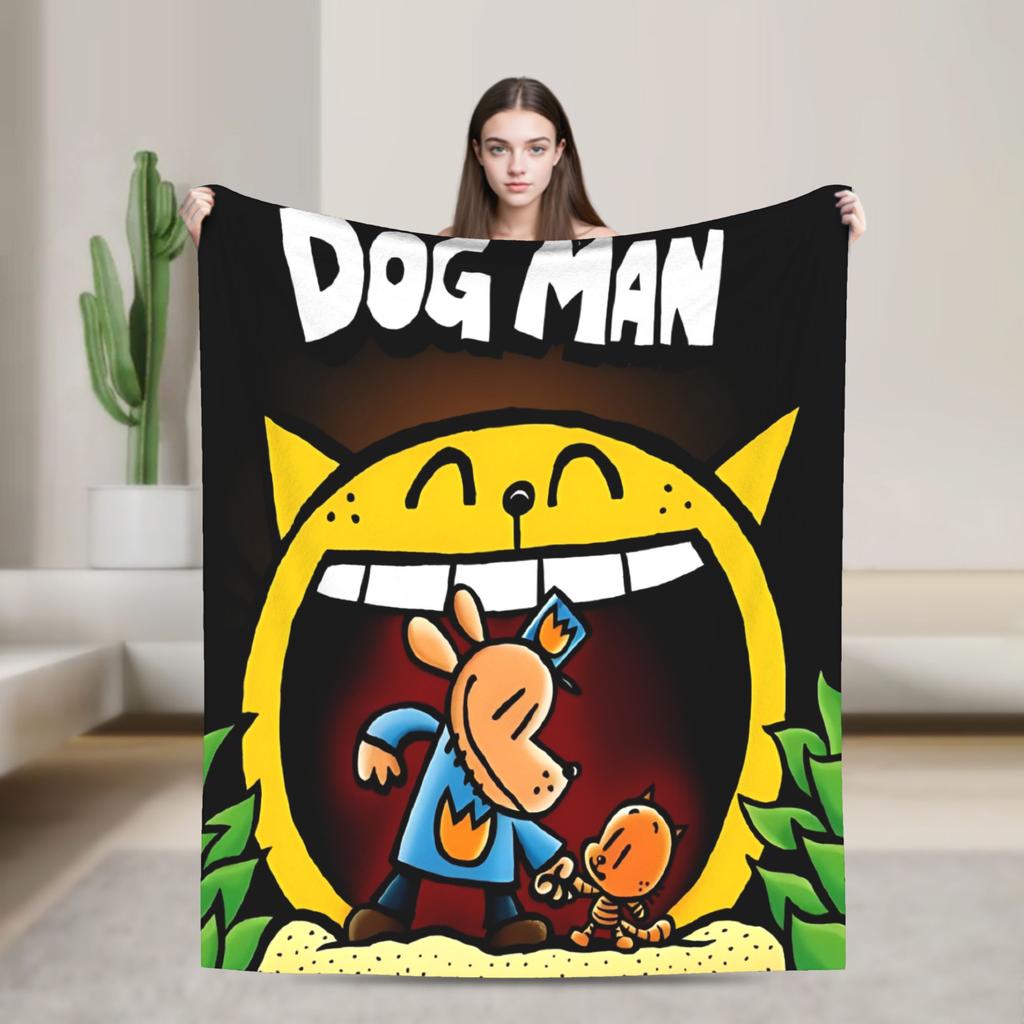 Dog Man Dogman Movie Comic Blankets Cartoon Flannel Awesome Breathable Throw Blankets for Coverlet Summer