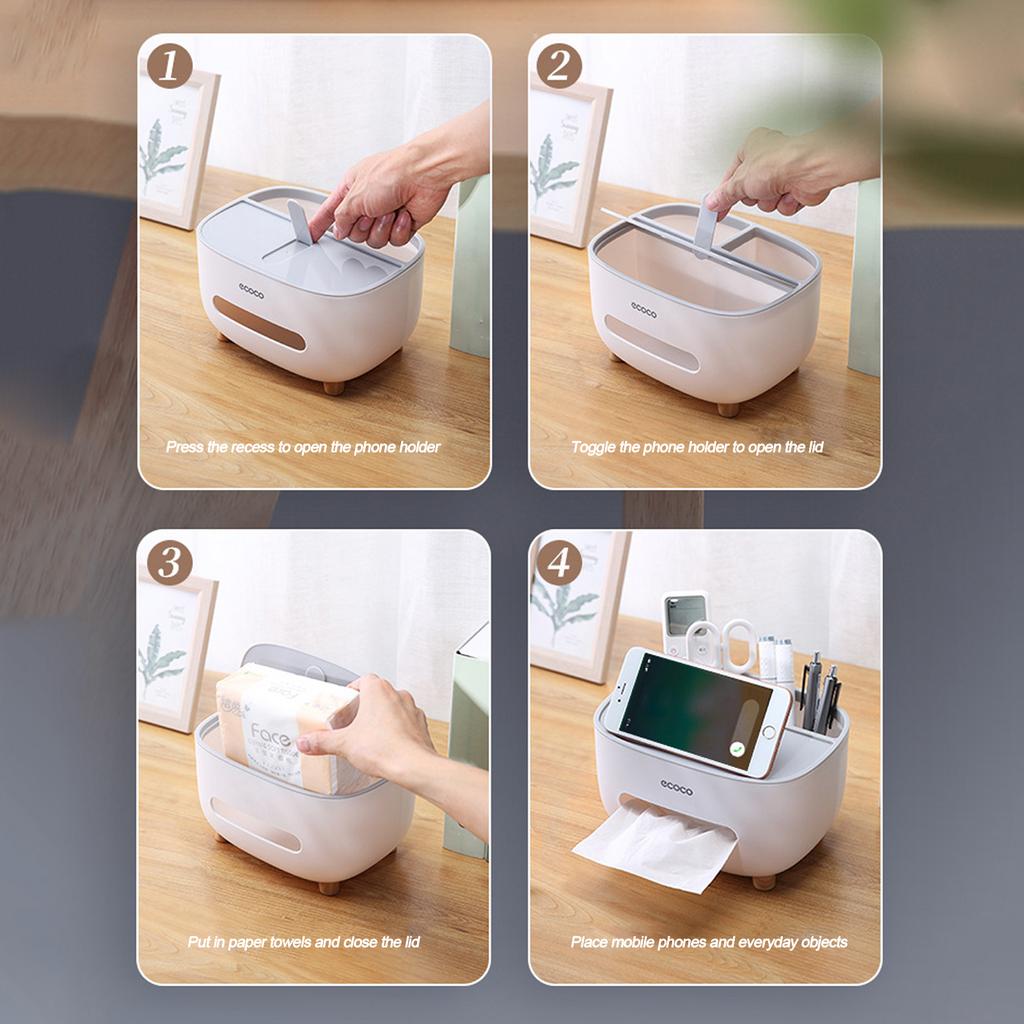 Multifunctional Tissue Box Double Layer Desktop Organizer Detachable Tissue Organizer Paper Towel Dispenser Desktop