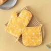Cotton Linen Microwave Oven Baking Gloves Set Of 2 Heat Resistant Oven Gloves With Heat Insulation Pad For Kitchen Cooking Kit