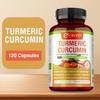 Capsule organice de turmeric, conținând extracte de turmeric și piper negru, pentru confortul articulațiilor și suport pentru sănătatea cardiovasculară.
