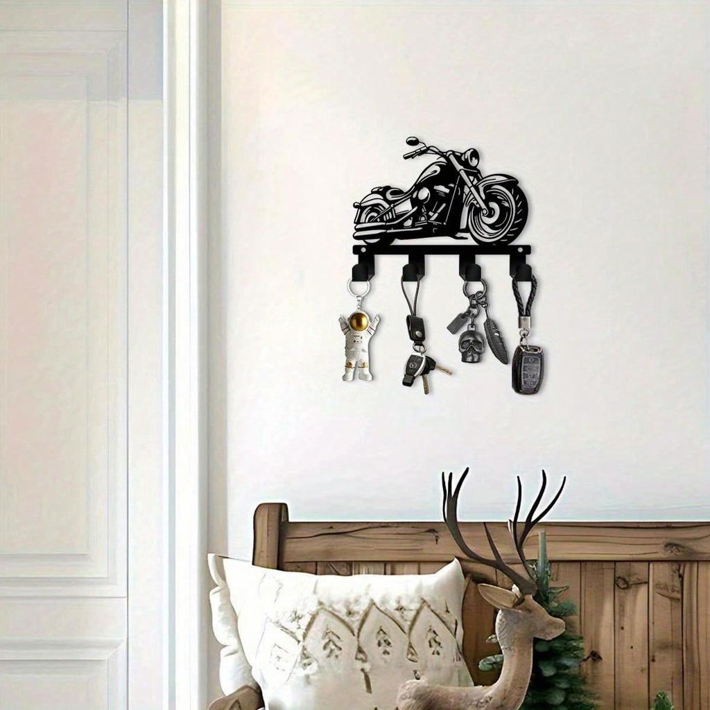 Metal Motorcycle Key Holder Wall Decor for Keys Caps 5.9 Inch Rustic Home Office Kitchen Porch