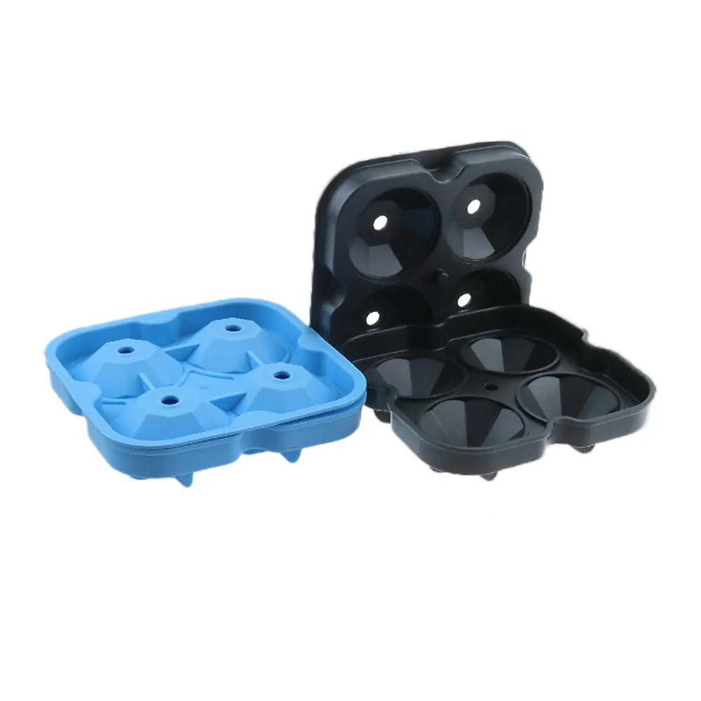 4holes Silicone Ice Mold Silicone Diamond Ice Tray Ice Cream Maker Mould Fruit Cube Mold Ice Cube Tray Mold