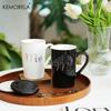 Elegant Golden Ceramic Coffee Cup Set with Lids 400ML Mugs for Men And Women Wedding Gift Set for Couples
