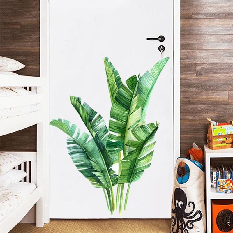Green Large Leaf Wall Sticker, Tropical Plants Decor, Self-Adhesive Poster for Dorm Room