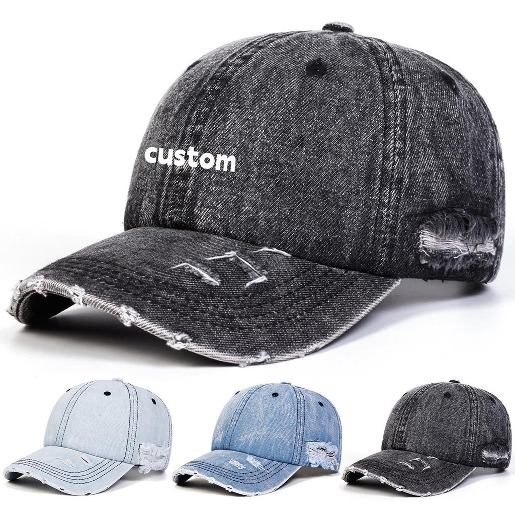 Maßgeschneiderte Used-Look Unisex Kaputte Cowboy Baseball Frühling und Herbst Outdoor Verstellbare Lässige Hüte Sonnenhut Sportkappe