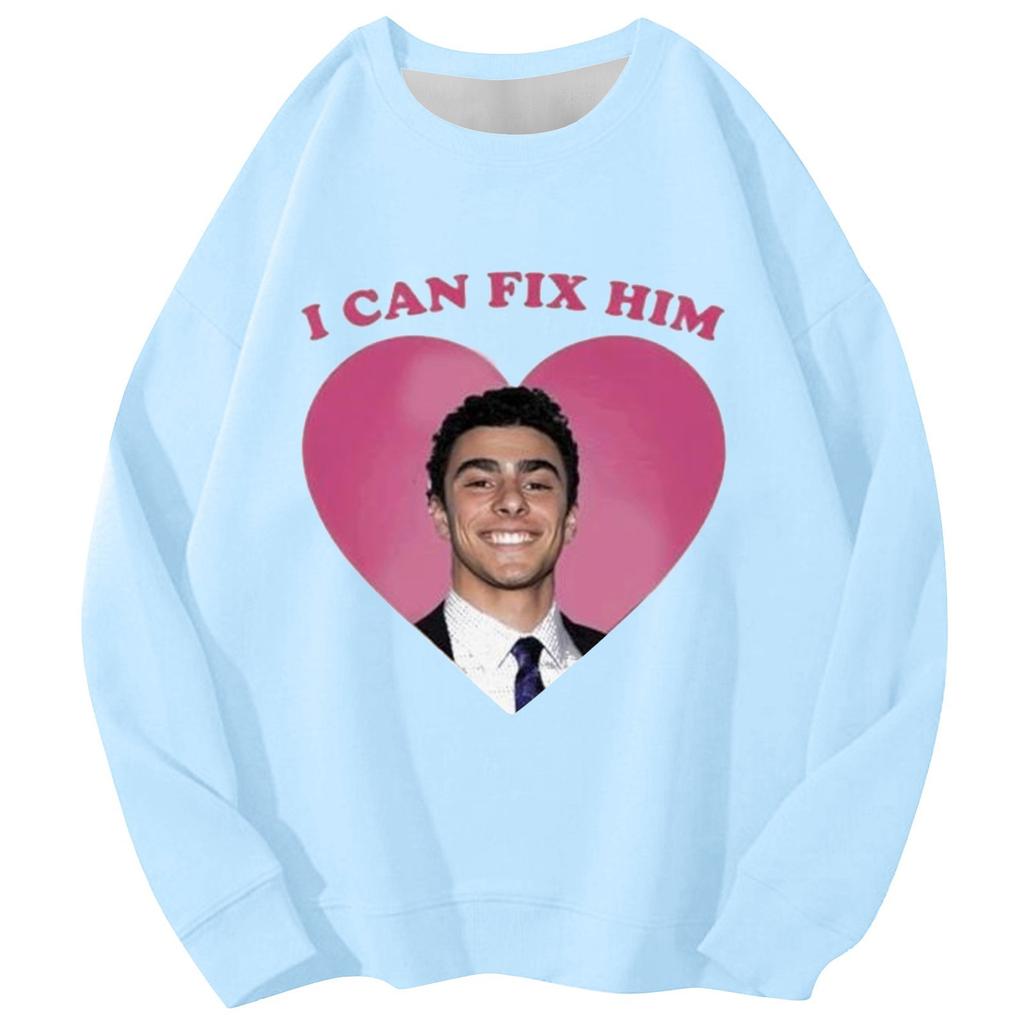 Unisex Casual Fashion Printed Round Neck Loose Long Sleeve Sweater Top