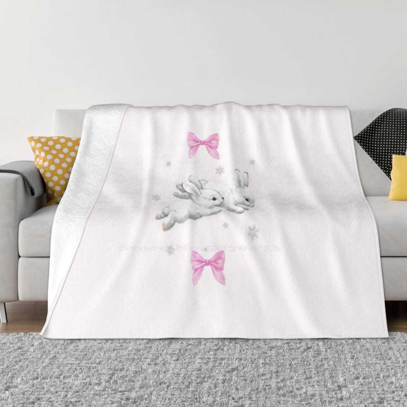 

Bunny With Pink Bow   · . Creative Design Light Thin Soft Flannel Blanket Bunny Coquette Dollette For Her For Him Cute Gifs 30x40in