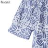 ZANZEA Women Print Casual V-Neck Summer Short Sleeve Dress