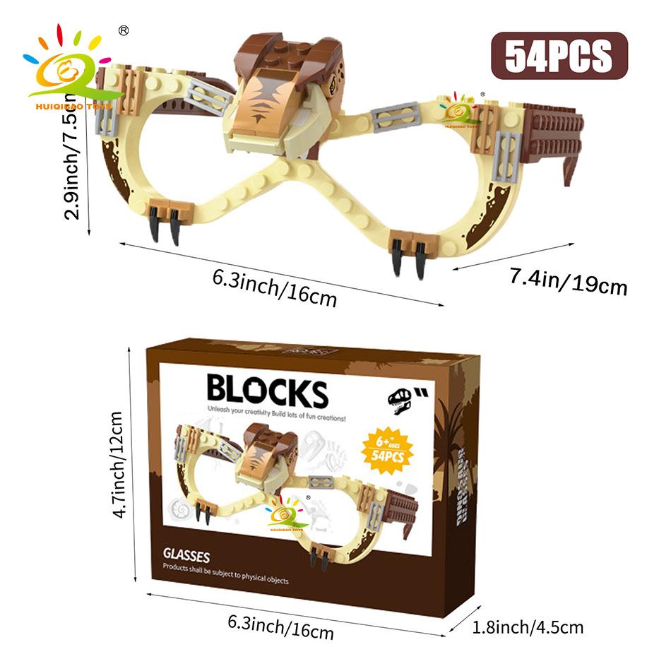 

Dinosaur Construction Blocks Glasses Baseplate Frame Friends Police City DIY Playthings Glasses Bricks Kid Xmas Present Celebration 1PCS
