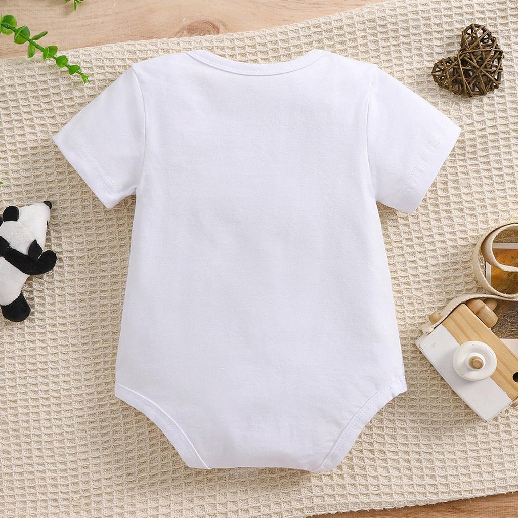 1-18 Months Baby Cute Spanish Letters "Hola Tio" Print Cotton Bodysuit Casual Short Sleeve Jumpsuit