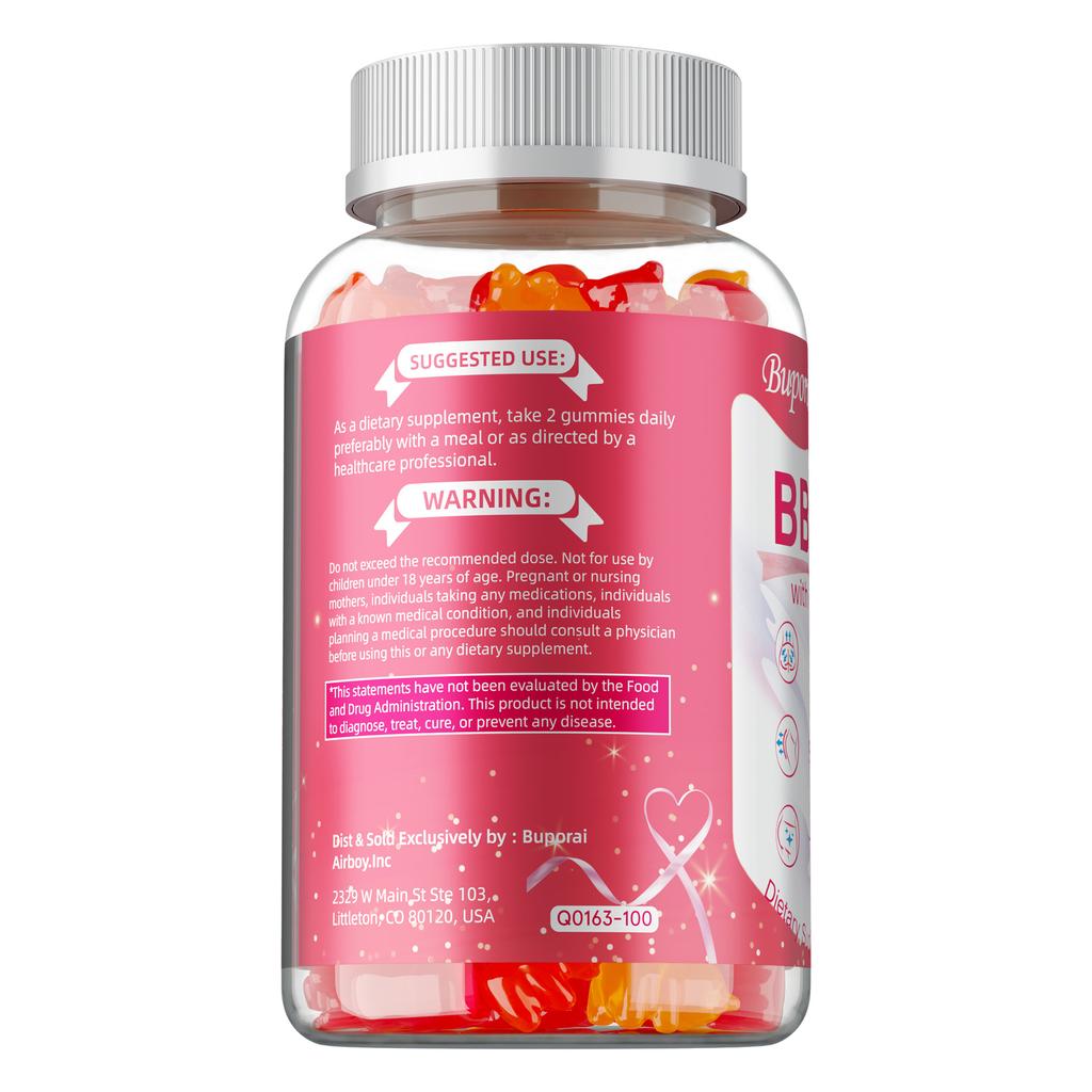 Multivitamin gummies, rich in vitamins A, C, E, and B6 extracts, support skin health, suitable for adults.