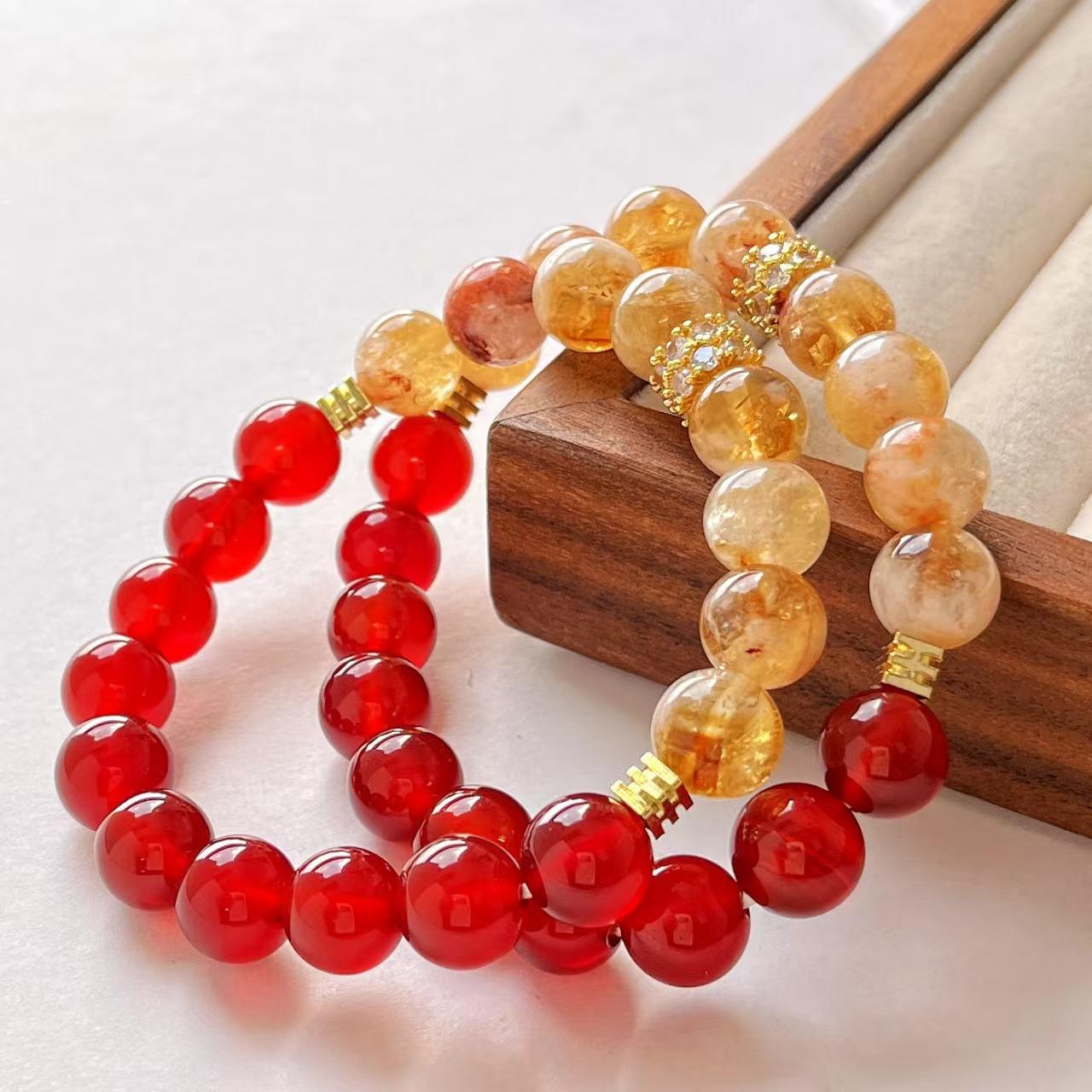 10Mm Honey Milk Cover Natural Citrine Chalcedony Contrast Color Bracelet Bracelet