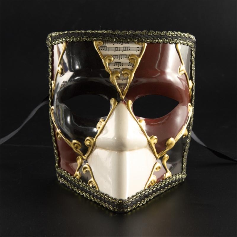 Classical Venetian Mens Masquerade Mask Full Face Lace Trim Phantom Styles Eyemask for Cosplay Costume Parties Accessory