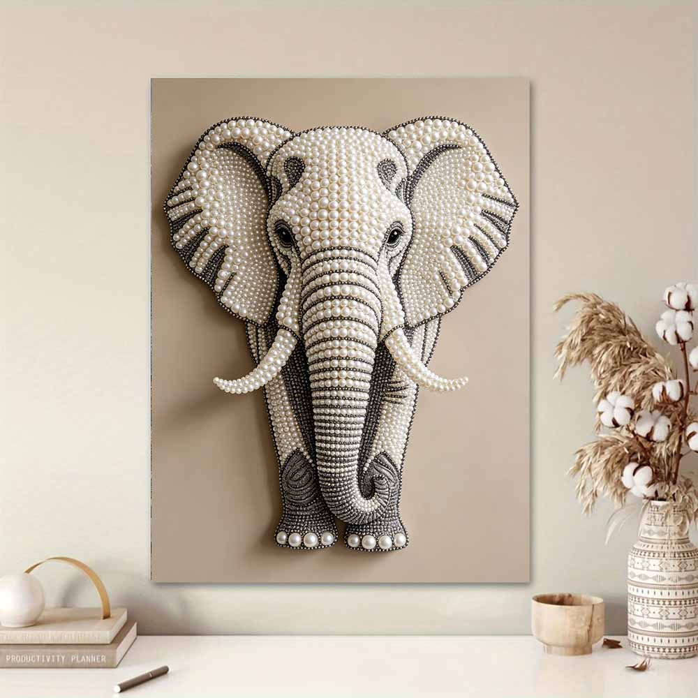 DIY Pearl Diamond Art Painting Kits for Adult and Beginners, Majestic Elephant Sparkling Painting Craft Home Wall Decor Handmade Gift