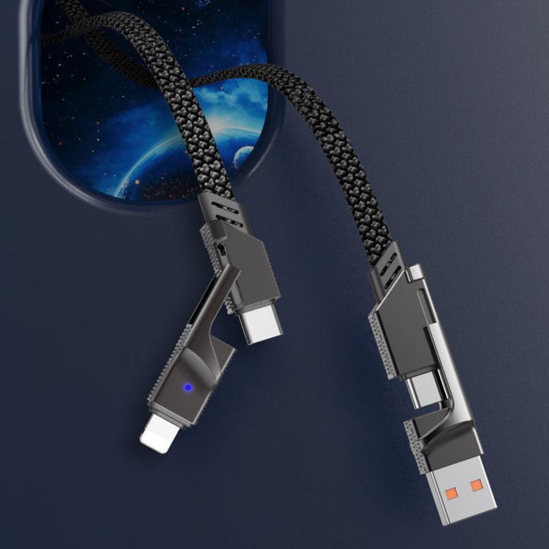 4 In 1 66W Usb Type C Fast Charging Data Cable Cord Pd 27W For Iphone 15 Samsung Xiaomi Multi Port Mecha Quick Charge Wire Line