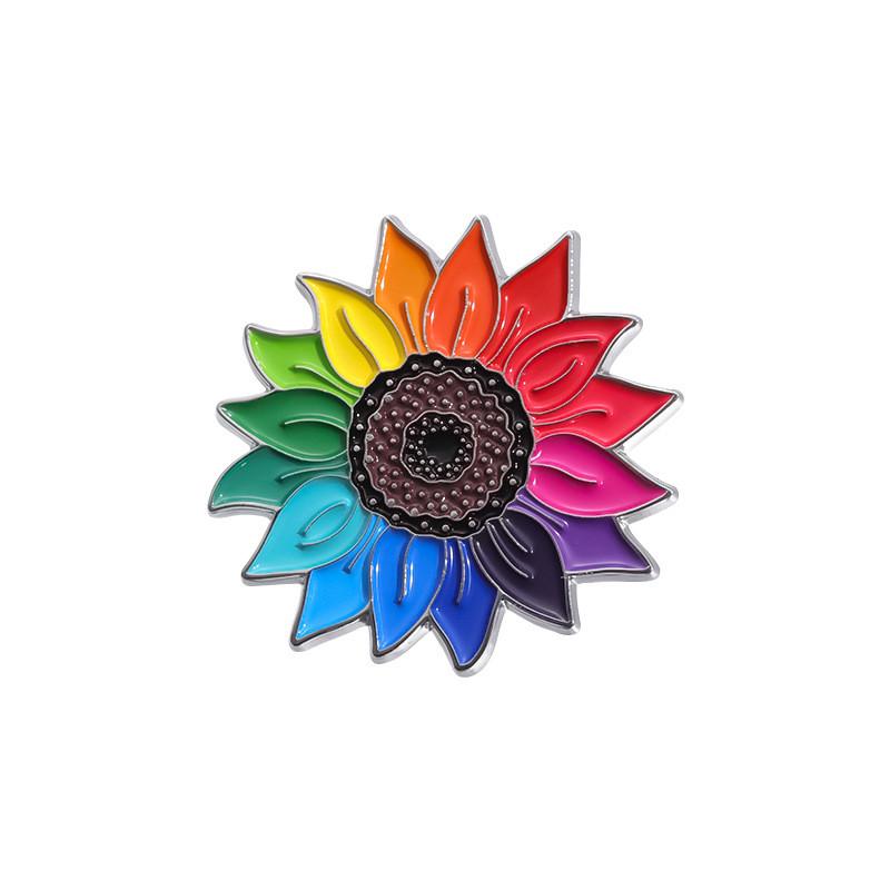 

Eyecatching Rainbow Sunflower Brooch Artistic Floral Pin Colorful Alloy Decoration Perfect For Outfit Any