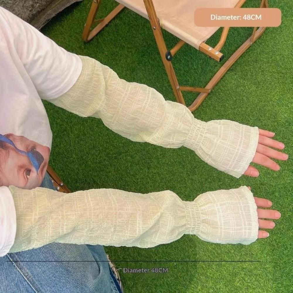 Gradient Color Ice Silk Arm Sleeves Loose Fit Breathable Sun Protection Arm Sleeves Elastic Long Sleeve Fingerless Arm Sleeves