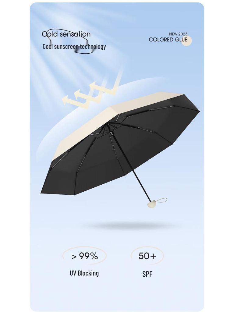 Compact Five-Fold Umbrella: Portable Pocket Sunshade & Rain Parasol for Women, Anti-UV Sunscreen Protection.