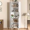 White Corner Cabinet with Lacquer Coating & LED Lighting – Multifunctional Chest of Drawers for Living Room, Bookshelf, Bathroom, Bedroom, Dining Room