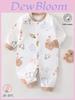 Baby Cotton Long Sleeve Romper With Snap Closure For Newborn Infants